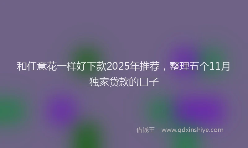 和任意花一样好下款2025年推荐，整理五个11月独家贷款的口子