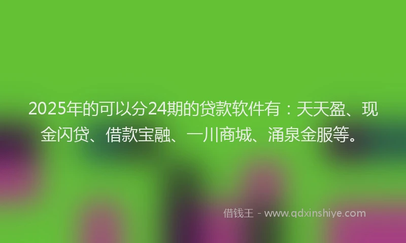 2025年的可以分24期的贷款软件有：天天盈、现金闪贷、借款宝融、一川商城、涌泉金服等。