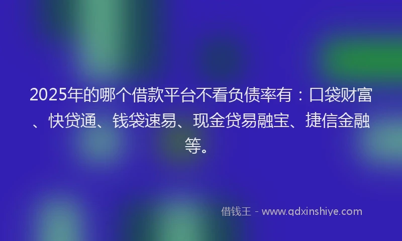 2025年的哪个借款平台不看负债率有：口袋财富、快贷通、钱袋速易、现金贷易融宝、捷信金融等。