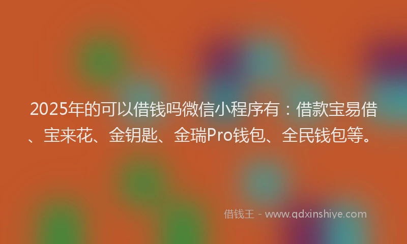 2025年的可以借钱吗微信小程序有：借款宝易借、宝来花、金钥匙、金瑞Pro钱包、全民钱包等。