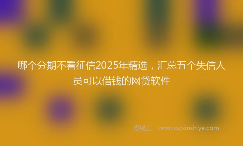 哪个分期不看征信2025年精选，汇总五个失信人员可以借钱的网贷软件