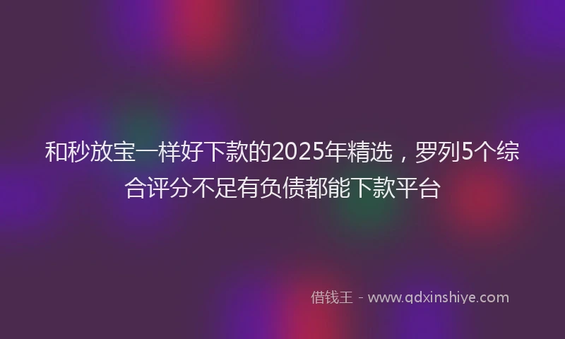 和秒放宝一样好下款的2025年精选，罗列5个综合评分不足有负债都能下款平台