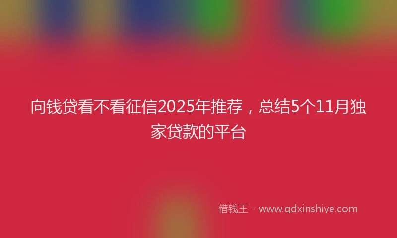 向钱贷看不看征信2025年推荐，总结5个11月独家贷款的平台