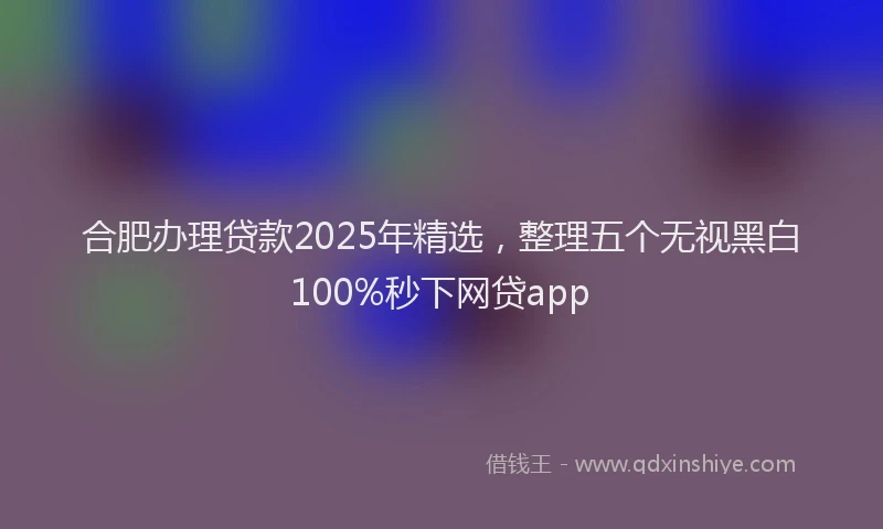 合肥办理贷款2025年精选，整理五个无视黑白100%秒下网贷app
