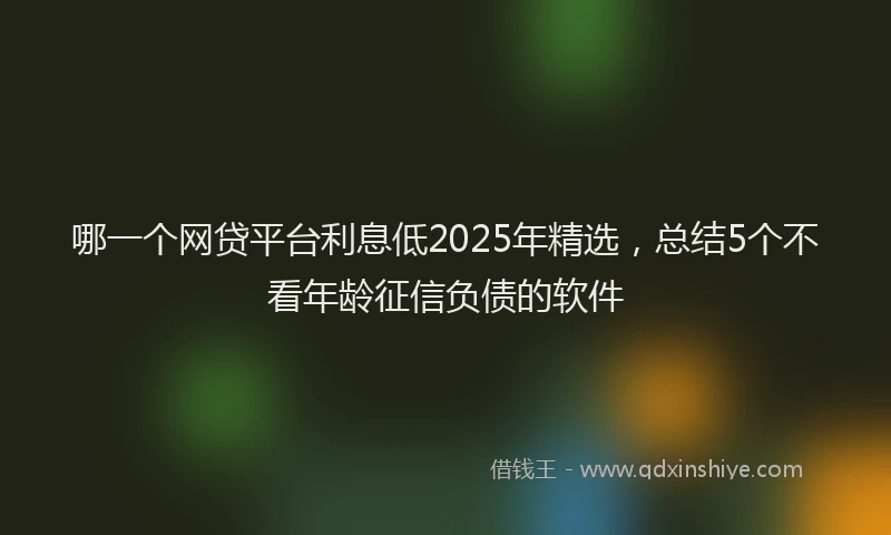 哪一个网贷平台利息低2025年精选，总结5个不看年龄征信负债的软件