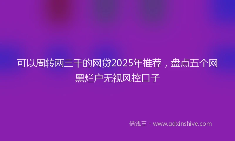 可以周转两三千的网贷2025年推荐，盘点五个网黑烂户无视风控口子