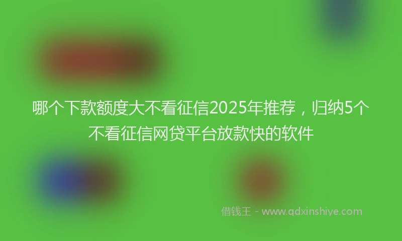 哪个下款额度大不看征信2025年推荐，归纳5个不看征信网贷平台放款快的软件