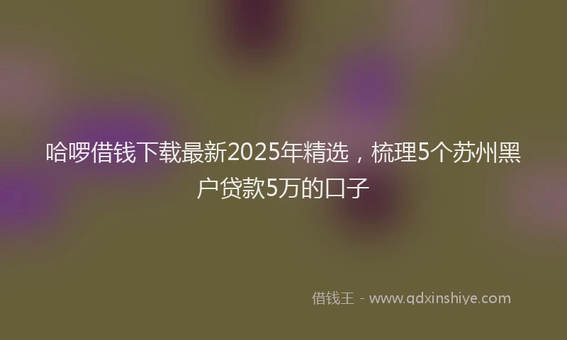 哈啰借钱下载最新2025年精选，梳理5个苏州黑户贷款5万的口子