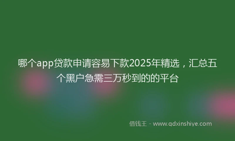 哪个app贷款申请容易下款2025年精选，汇总五个黑户急需三万秒到的的平台