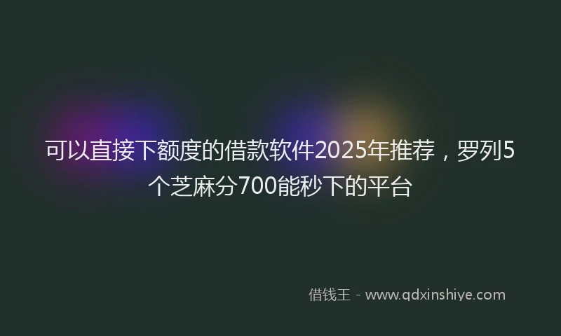 可以直接下额度的借款软件2025年推荐，罗列5个芝麻分700能秒下的平台