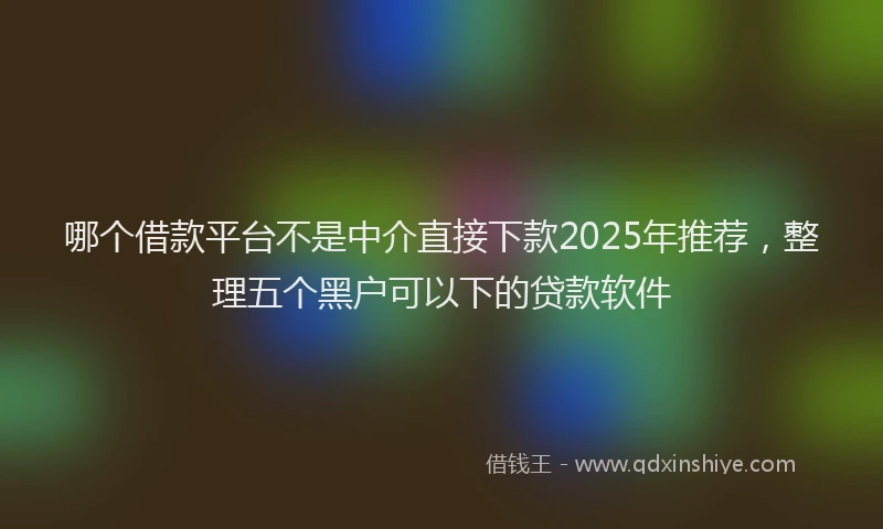 哪个借款平台不是中介直接下款2025年推荐，整理五个黑户可以下的贷款软件