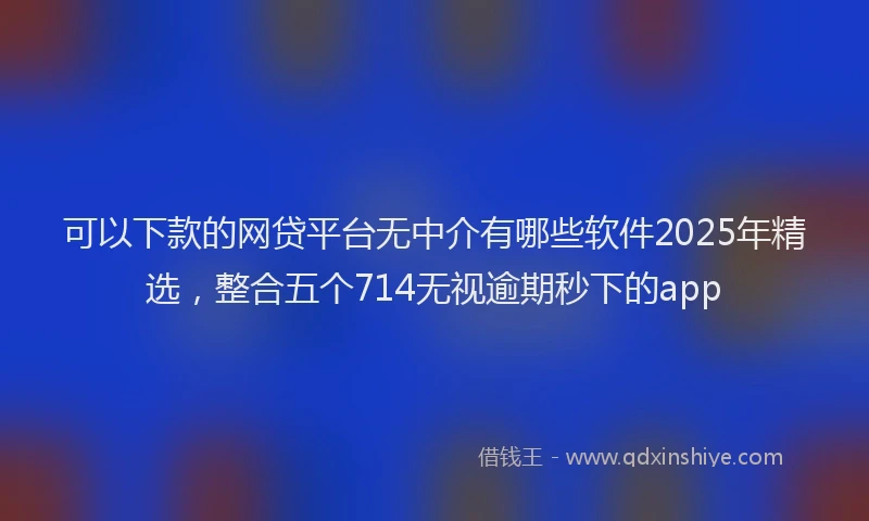 可以下款的网贷平台无中介有哪些软件2025年精选，整合五个714无视逾期秒下的app