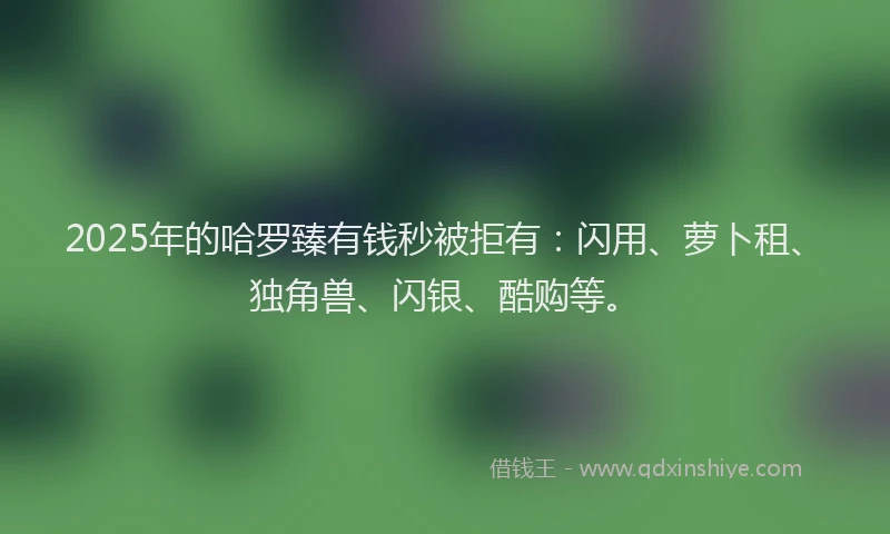 2025年的哈罗臻有钱秒被拒有：闪用、萝卜租、独角兽、闪银、酷购等。