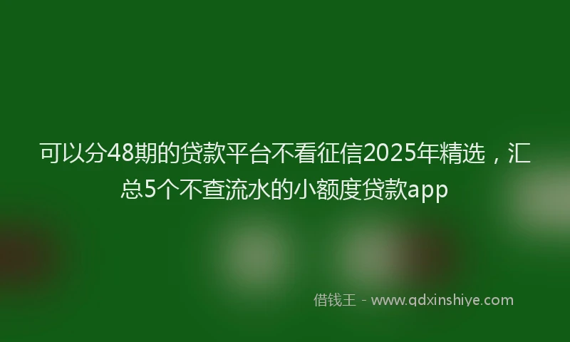 可以分48期的贷款平台不看征信2025年精选，汇总5个不查流水的小额度贷款app