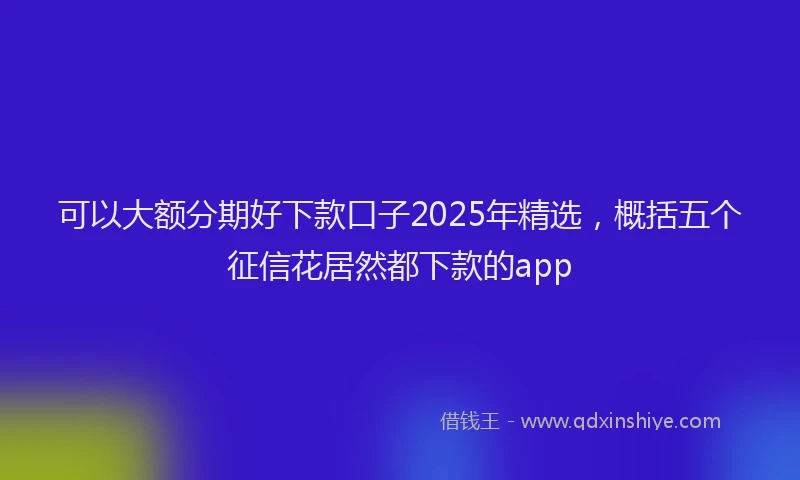 可以大额分期好下款口子2025年精选，概括五个征信花居然都下款的app