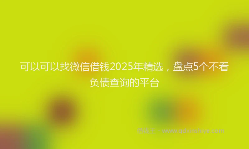 可以可以找微信借钱2025年精选，盘点5个不看负债查询的平台