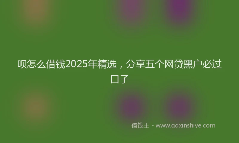 呗怎么借钱2025年精选,分享五个网贷黑户必过口子