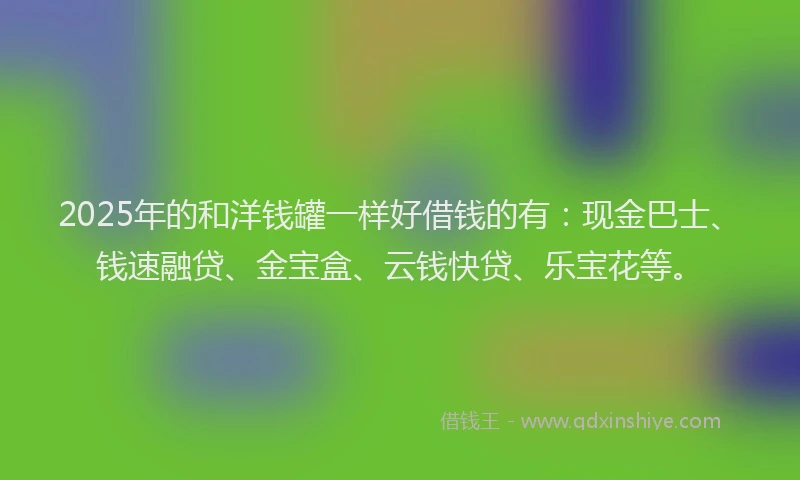 2025年的和洋钱罐一样好借钱的有：现金巴士、钱速融贷、金宝盒、云钱快贷、乐宝花等。