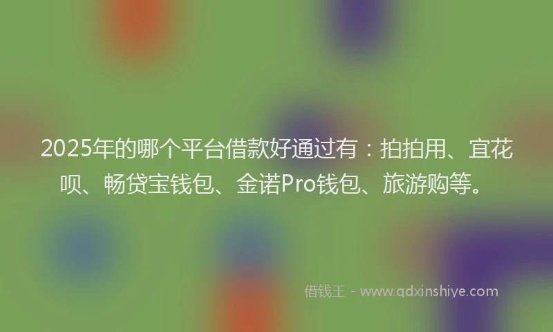 2025年的哪个平台借款好通过有：拍拍用、宜花呗、畅贷宝钱包、金诺Pro钱包、旅游购等。