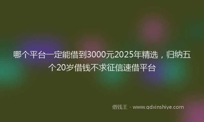 哪个平台一定能借到3000元2025年精选，归纳五个20岁借钱不求征信速借平台