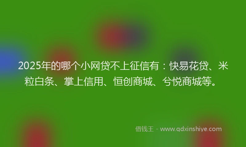 2025年的哪个小网贷不上征信有：快易花贷、米粒白条、掌上信用、恒创商城、兮悦商城等。