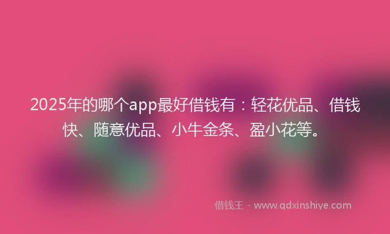 2025年的哪个app最好借钱有：轻花优品、借钱快、随意优品、小牛金条、盈小花等。