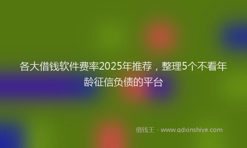 各大借钱软件费率2025年推荐，整理5个不看年龄征信负债的平台