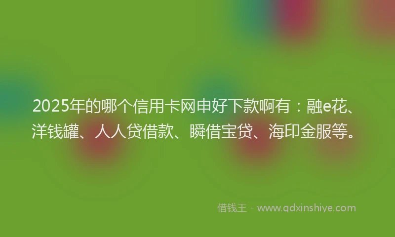 2025年的哪个信用卡网申好下款啊有:融e花、洋钱罐、人人贷借款、瞬借宝贷、海印金服等。