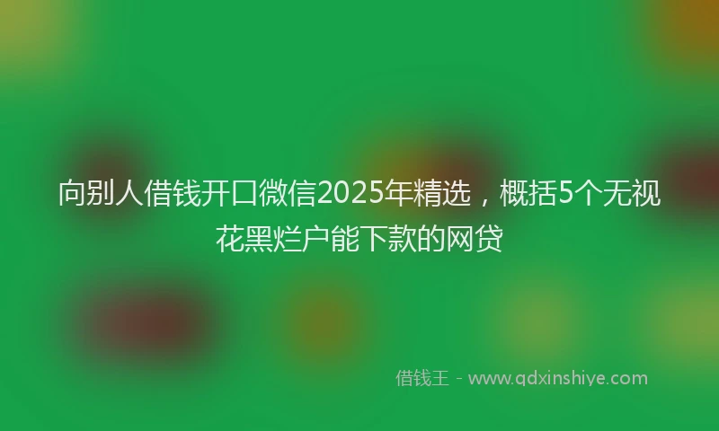 向别人借钱开口微信2025年精选，概括5个无视花黑烂户能下款的网贷
