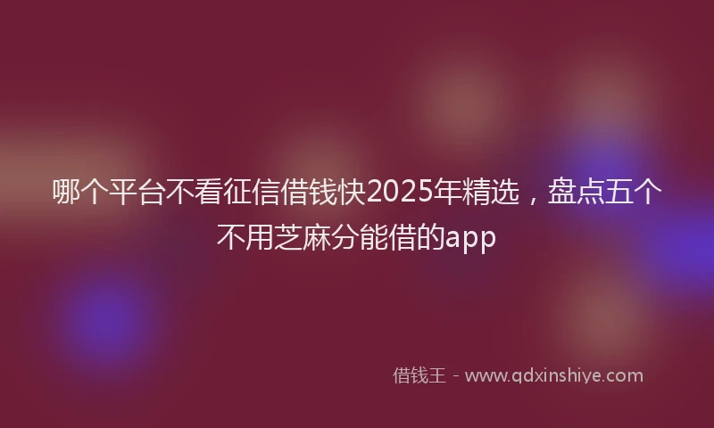 哪个平台不看征信借钱快2025年精选，盘点五个不用芝麻分能借的app