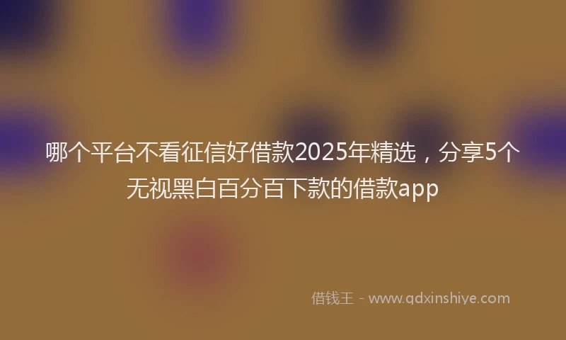 哪个平台不看征信好借款2025年精选，分享5个无视黑白百分百下款的借款app
