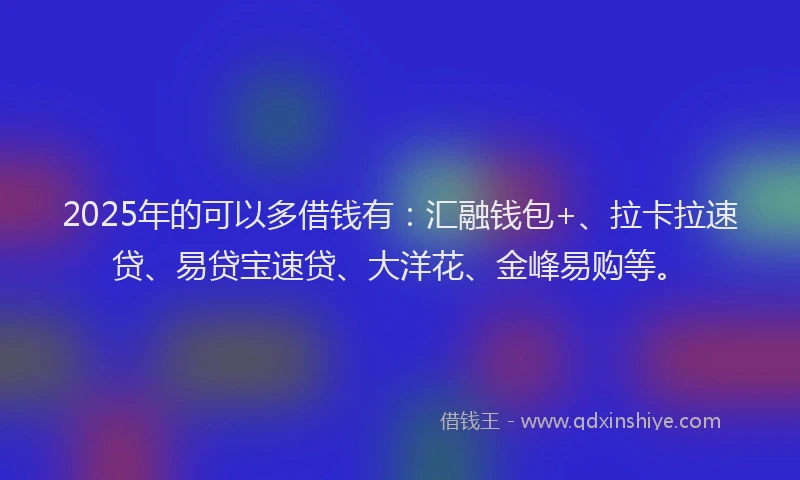 2025年的可以多借钱有：汇融钱包+、拉卡拉速贷、易贷宝速贷、大洋花、金峰易购等。