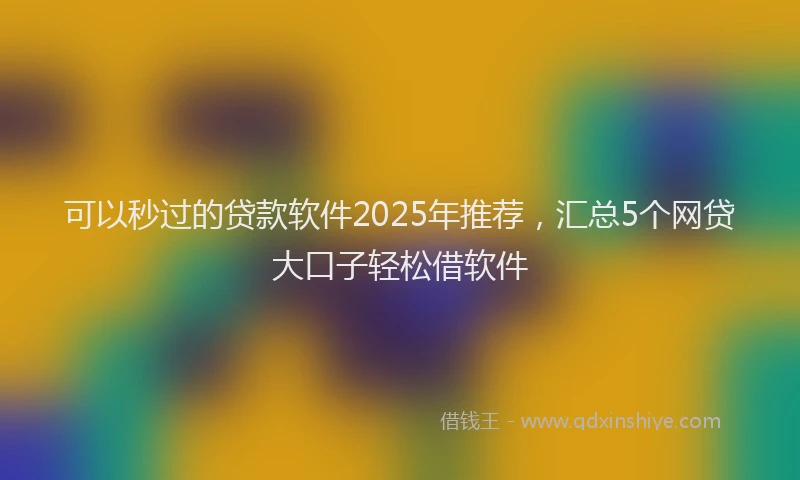 可以秒过的贷款软件2025年推荐，汇总5个网贷大口子轻松借软件