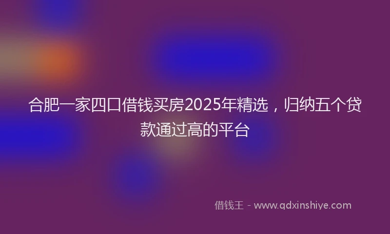 合肥一家四口借钱买房2025年精选，归纳五个贷款通过高的平台