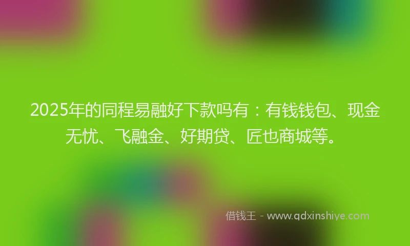 2025年的同程易融好下款吗有：有钱钱包、现金无忧、飞融金、好期贷、匠也商城等。