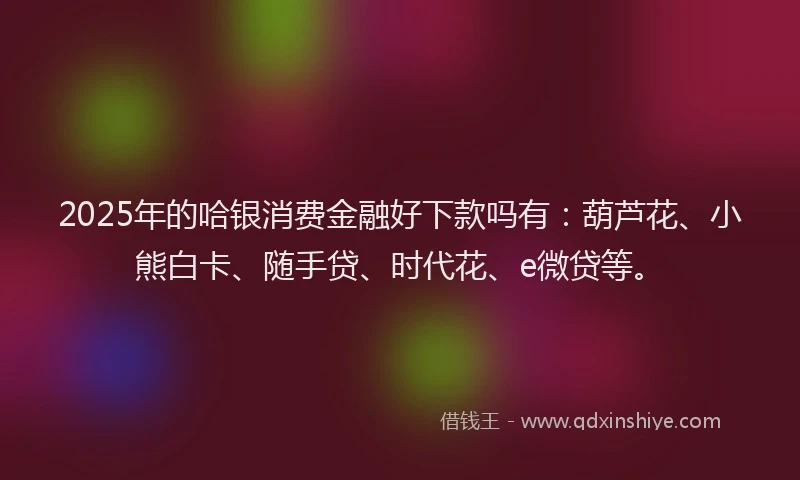 2025年的哈银消费金融好下款吗有：葫芦花、小熊白卡、随手贷、时代花、e微贷等。