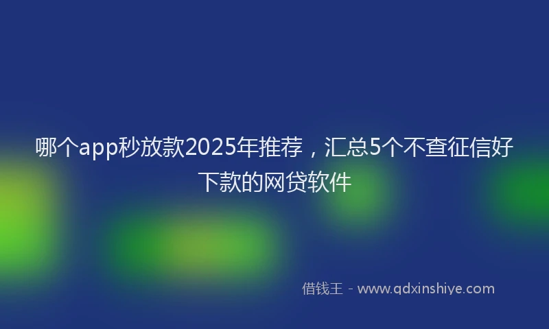 哪个app秒放款2025年推荐，汇总5个不查征信好下款的网贷软件