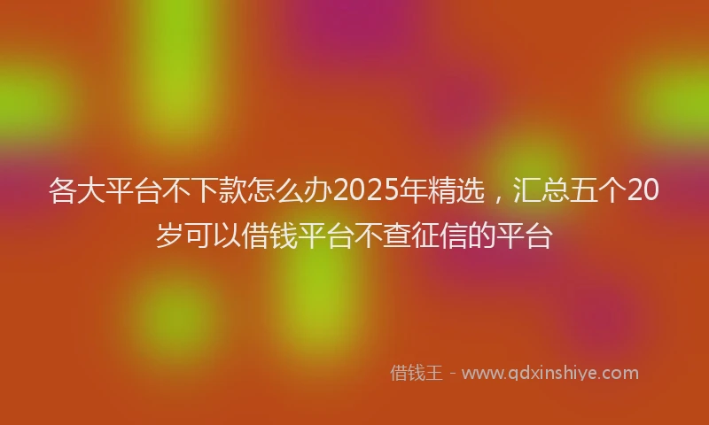 各大平台不下款怎么办2025年精选，汇总五个20岁可以借钱平台不查征信的平台