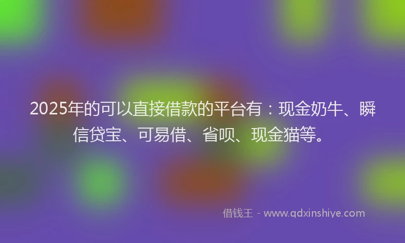 2025年的可以直接借款的平台有：现金奶牛、瞬信贷宝、可易借、省呗、现金猫等。