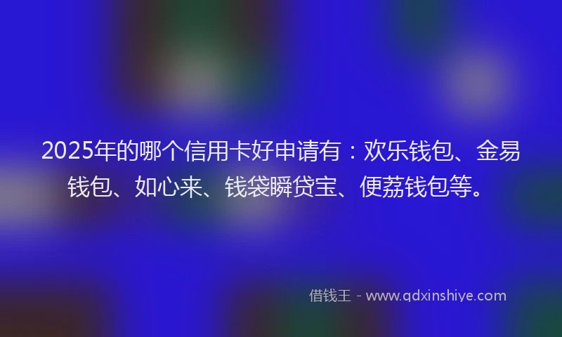2025年的哪个信用卡好申请有：欢乐钱包、金易钱包、如心来、钱袋瞬贷宝、便荔钱包等。