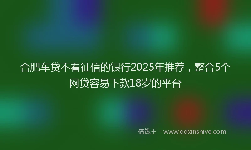 合肥车贷不看征信的银行2025年推荐，整合5个网贷容易下款18岁的平台