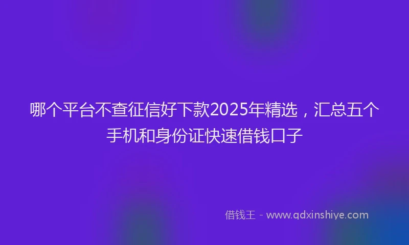 哪个平台不查征信好下款2025年精选，汇总五个手机和身份证快速借钱口子