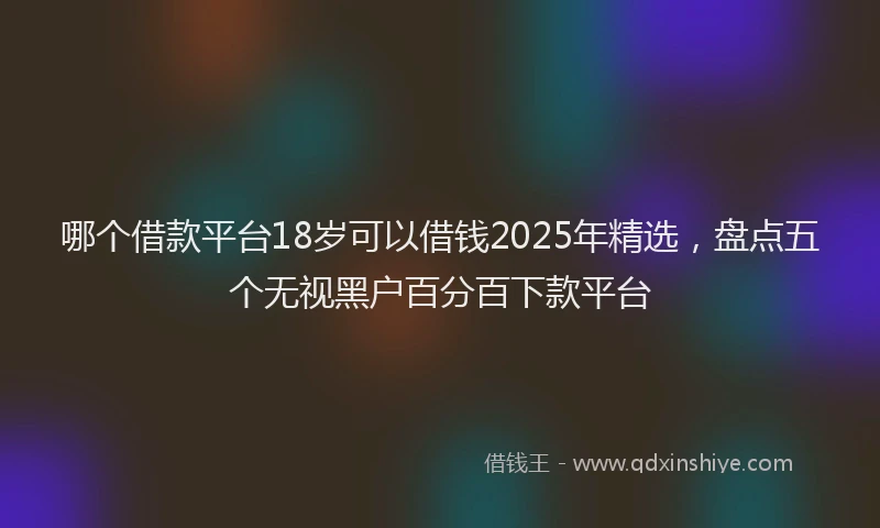 哪个借款平台18岁可以借钱2025年精选，盘点五个无视黑户百分百下款平台