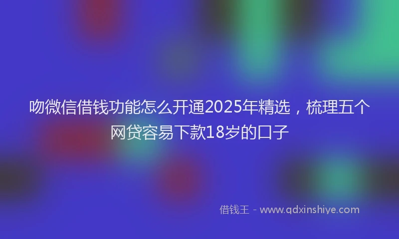 吻微信借钱功能怎么开通2025年精选，梳理五个网贷容易下款18岁的口子
