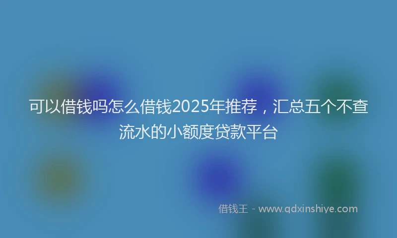 可以借钱吗怎么借钱2025年推荐，汇总五个不查流水的小额度贷款平台