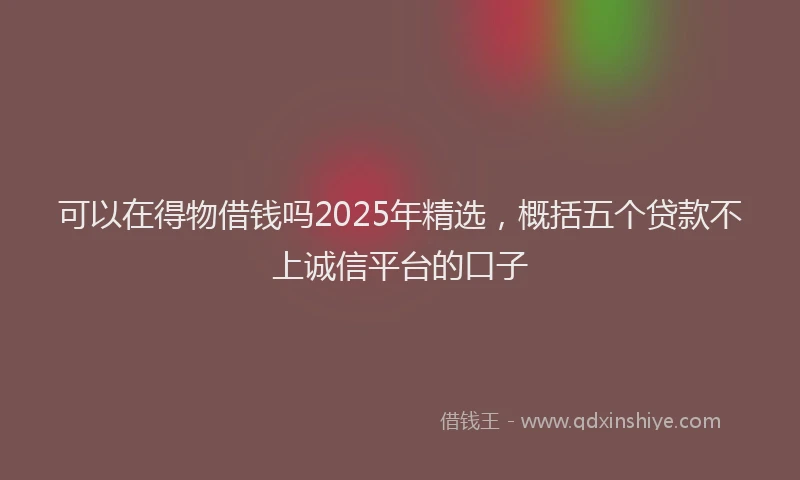 可以在得物借钱吗2025年精选，概括五个贷款不上诚信平台的口子