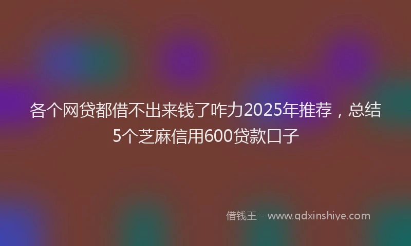 各个网贷都借不出来钱了咋力2025年推荐，总结5个芝麻信用600贷款口子