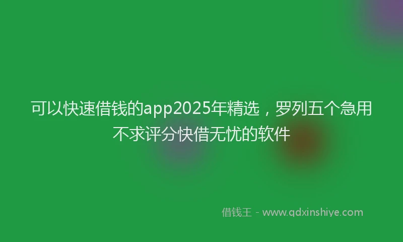 可以快速借钱的app2025年精选，罗列五个急用不求评分快借无忧的软件