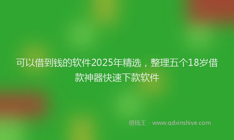可以借到钱的软件2025年精选，整理五个18岁借款神器快速下款软件