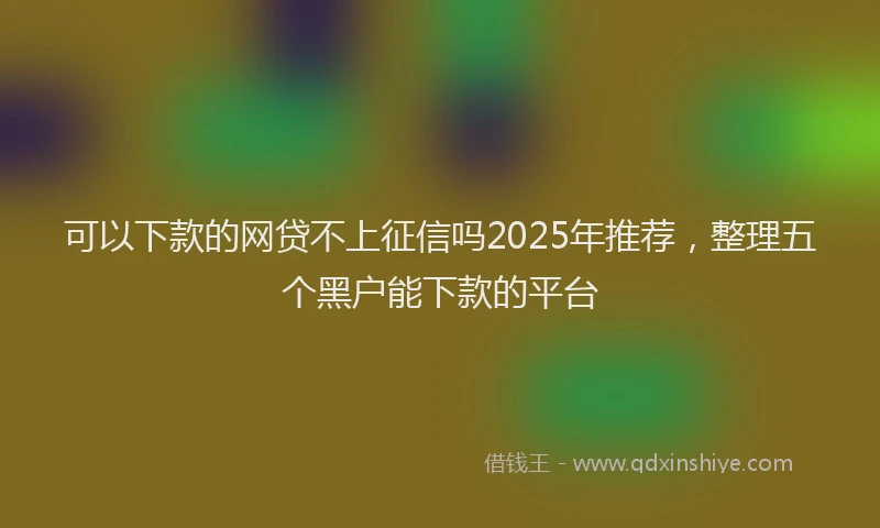 可以下款的网贷不上征信吗2025年推荐，整理五个黑户能下款的平台